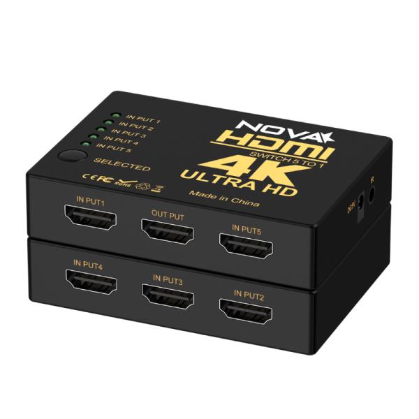 Switch Nova FAA39214001C Switch Hdmi 5 Puertos 4K 30HZ Con Control Remoto