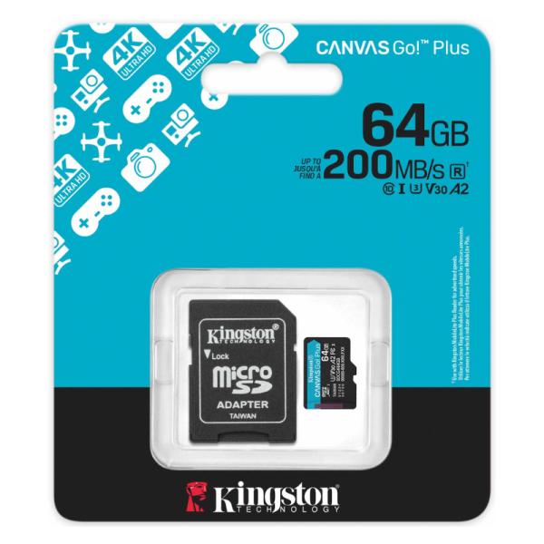Memoria Micro sd 64GB Kingston SDCG4/64GB UHS-I V30 200 MB/S / 100 MB/S Para DRONES,…