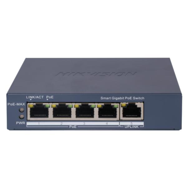 Switch Hikvision DS-3E1505P-EI(O-STD) (E) 4 Puertos Gigabit Poe + 1 Puerto Gigabit RJ45…